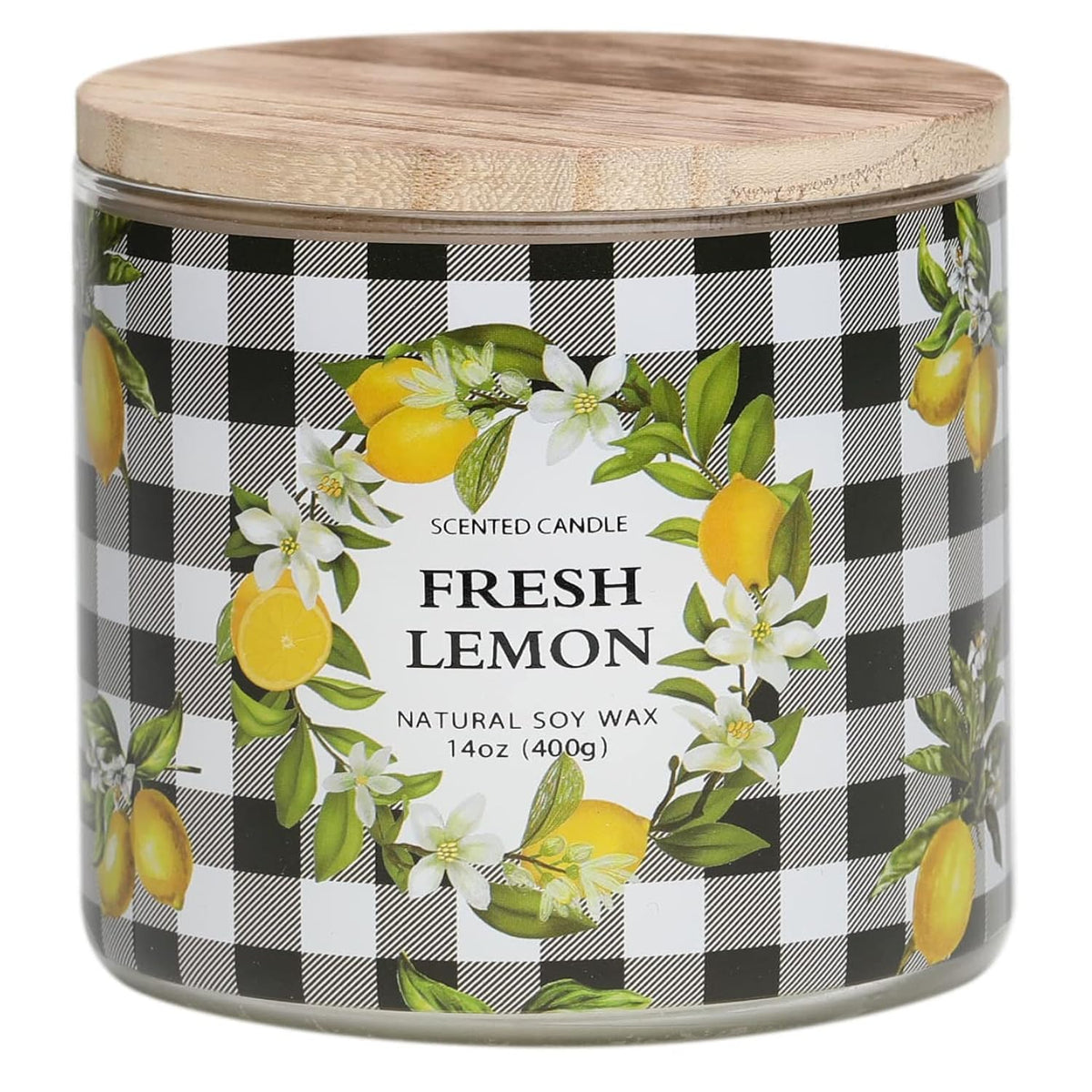 Lemon Candle, Fresh Lemon Scented Candle, Large 3 Wicks Candle, 14 Oz