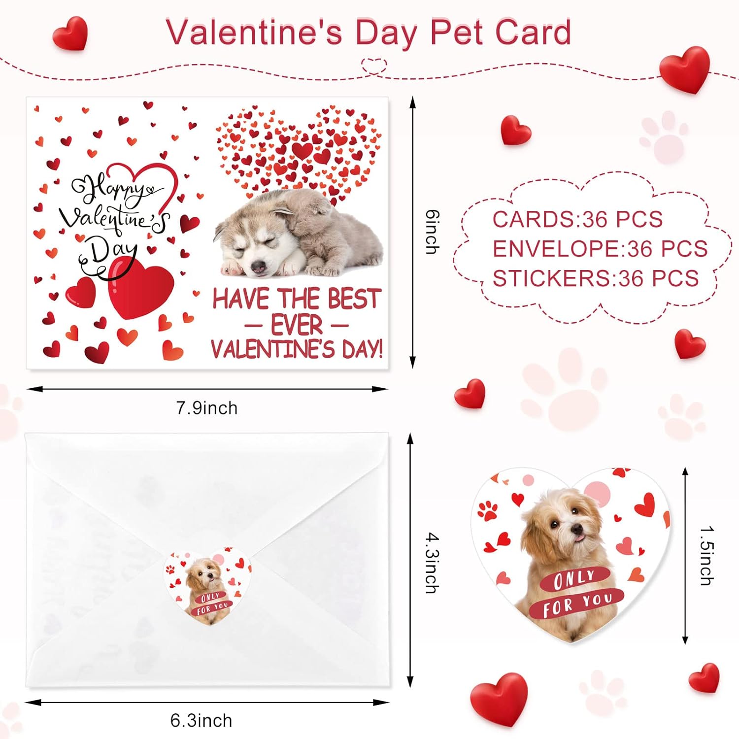 36 Sets Valentines Day Puppy Kitten Cards And Stickers Assortment Valentines Cards With Envelopes Valentine'S Day Party Greeting Card Kids Adults Teacher School Classroom Greeting Gifts