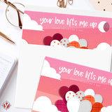 Your Love Lifts Me Up – Happy Valentine'S Day Greeting Cards And Envelopes, Beautiful And Romantic Valentines Love Hearts Greetings For Wife, Husband, Boyfriend, Girlfriend | 4.25 X 5.5 | 10 Per Pack
