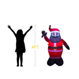 4Ft Dark Brown-Faced Inflatable Santa Built-In Led Light With Buckle Suitable For Christmas Indoor And Outdoor Lawn Deco