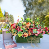 4 Bunches Peony Artificial Flowers Silk Faux Peonies With Plastic Eucalyptus Leaves Fake Bouquets For Home Indoor Outdoors Table Floral Arrangement Decoration (Red And Orange)