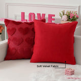 Kevin Textile Heart Love Cute Decorative Throw Pillow Covers 18X18 Inch Set Of 2 Soft Faux Fur Pillow Covers For Valentine'S Day Gifts Fluffy Plush Pillow Case For Couch Cushion Livingroom Red