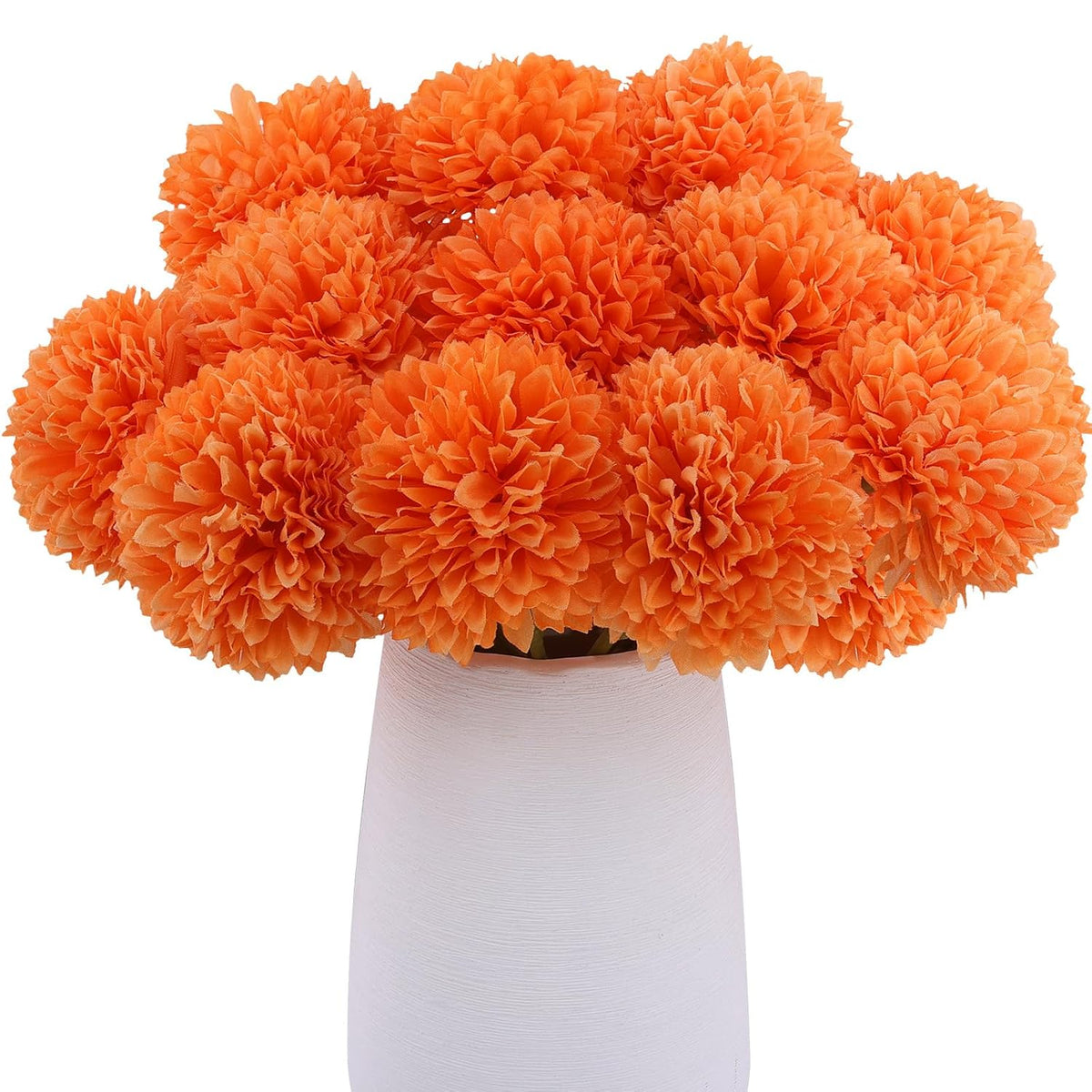 12 Pcs Artificial Chrysanthemums Fall Flowers Silk Orange Marigolds Flowers Fake Mums Flower For Autumn Dia De Los Muertos Diwali Day Of The Dead Home Decor (12, Orange)