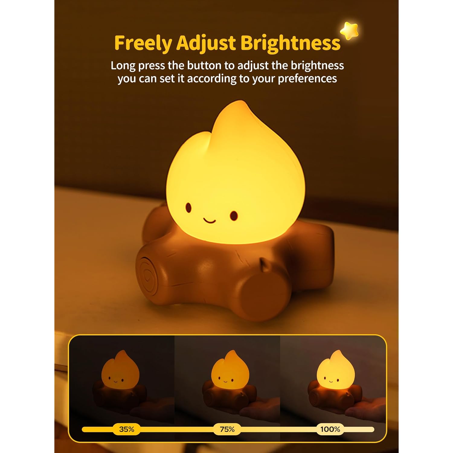 Table Decorations,Campfire Night Light,Usb Rechargeable Flame Lamp,Silicone Cute Night Light For Kids, Dimmable Flameless Candles Light For Christmas Outdoor Indoor Decorative Lights
