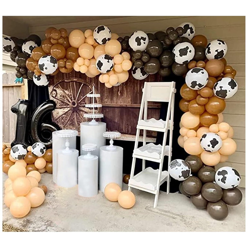 Cow Balloon Garland Arch Kit-150Pcs Brown Apricot Cocoa Cow Pattern Ba