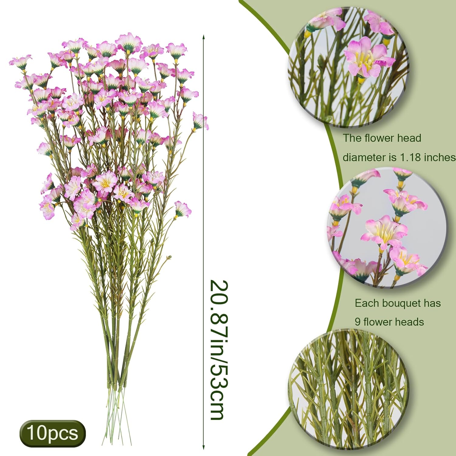 10 Pcs Artificial Wildflowers With Stems Bulk Silk Spring Flowers 21" Fake Forsythia Branches Purple Pink Faux Wildflowers Floral Arrangements For Home Decor Indoor Outdoor Wedding Centerpieces