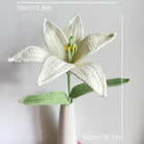 Spinus Lily Crochet Rose Bouquet, Handmade Artificial Gift For Girl Friend, Home Decor, Knitted Forever Flower (1 Stem White Lily)