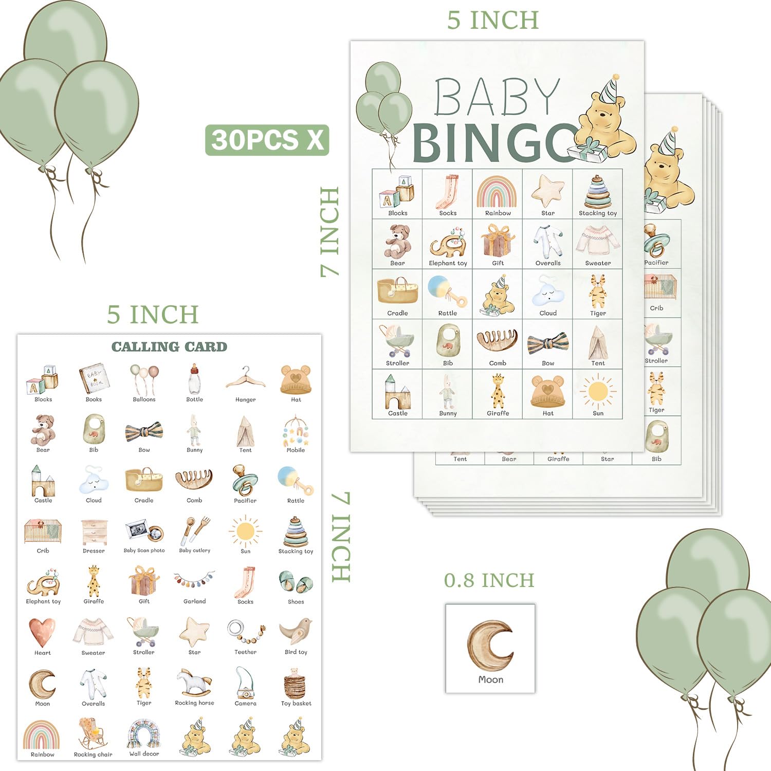 Winnie Baby Shower Games For Baby Shower Decoration, Pooh Bingo Cards For 30 Players Kids Birthday Reveal Party Games Favors Supplies Decorations Souvenirs Gifts