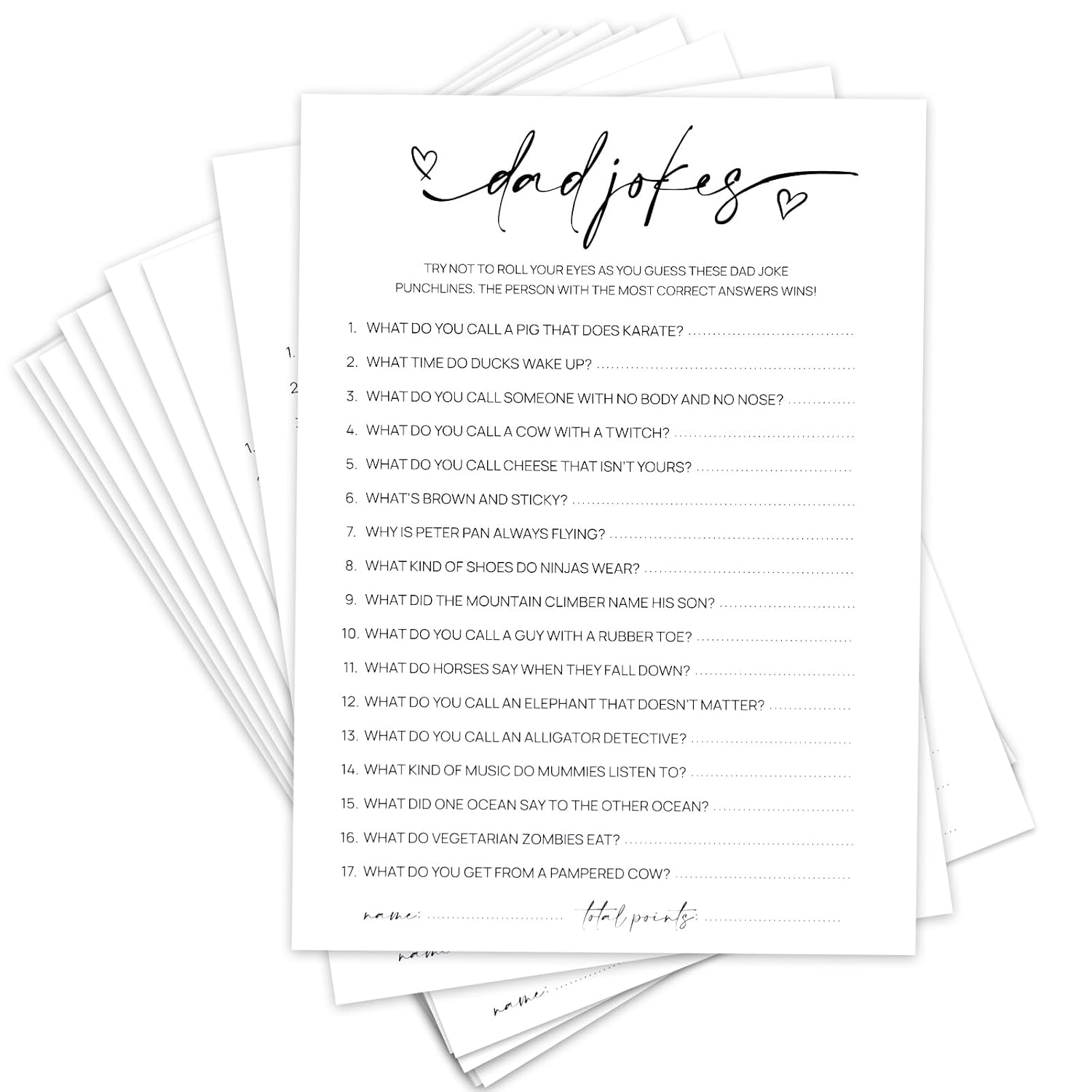Baby Shower Games Dad Jokes For Boy Girl New Parent For 50 Guests Activities Gender Neutral