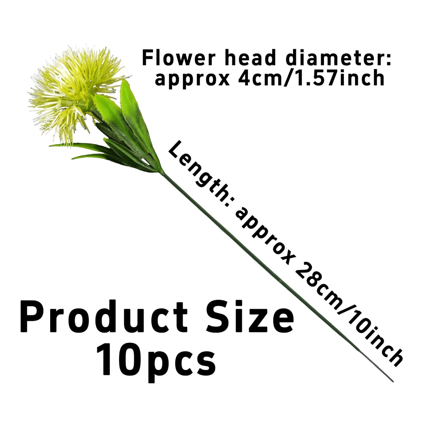 10Pcs 11 Inch Artificial Dandelion Flowers, Faux Plastic Bouquets Shrubs For Home, Wedding, Garden, Party, Indoor/Outdoor Decoration(White)