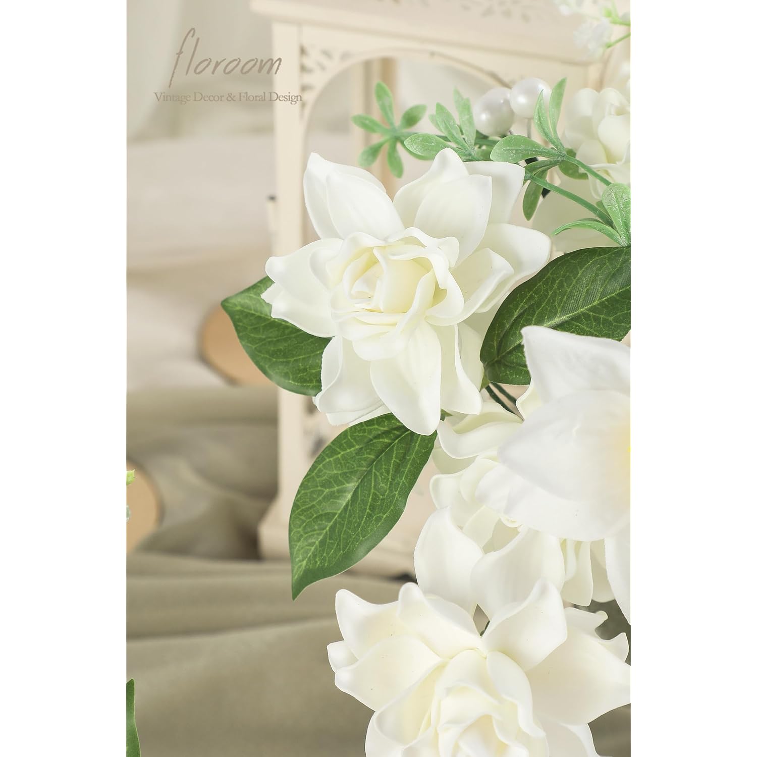 Artificial Gardenia Flowers 2.7" 25Pcs Real Looking Ivory Foam Fake Flowers With Stems For Diy Wedding Bouquets Bridal Shower Centerpieces Floral Arrangements Party Tables Home Decorations