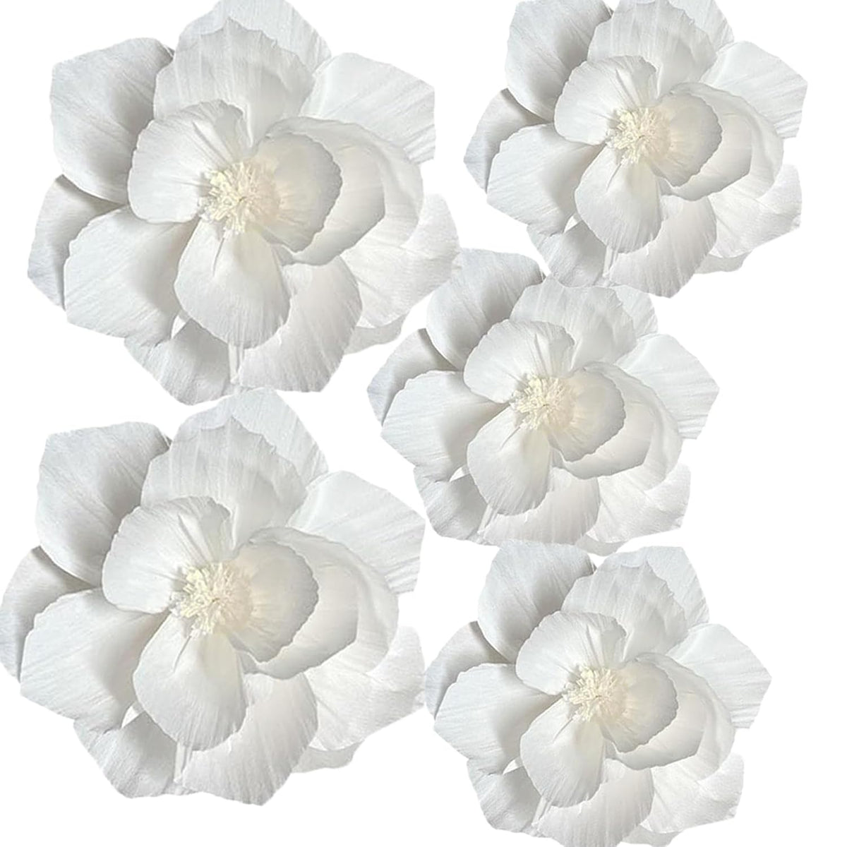 Purple Paper Flowers 5Pcs Tissue Paper Flowers 3D Flower Wall Decor Violet White Lilac Pom Paper Flowers Party Wall Backdrop Decoration Birthday Bridal Baby Shower Wedding Decor (White)