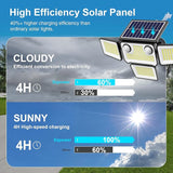 2 Pack 254 LED Solar Flood Lights Waterproof 4 Head Motion Sensor Security Lights