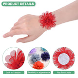 12-Pack Chiffon Flowers 1.97 X 1.97 Inch Mesh Fabric Flowers Full Chiffon Flowers Hair Clips Flower For Home Decor/Wedding/Headbands/Diy/Party/Garden [Bright Red]