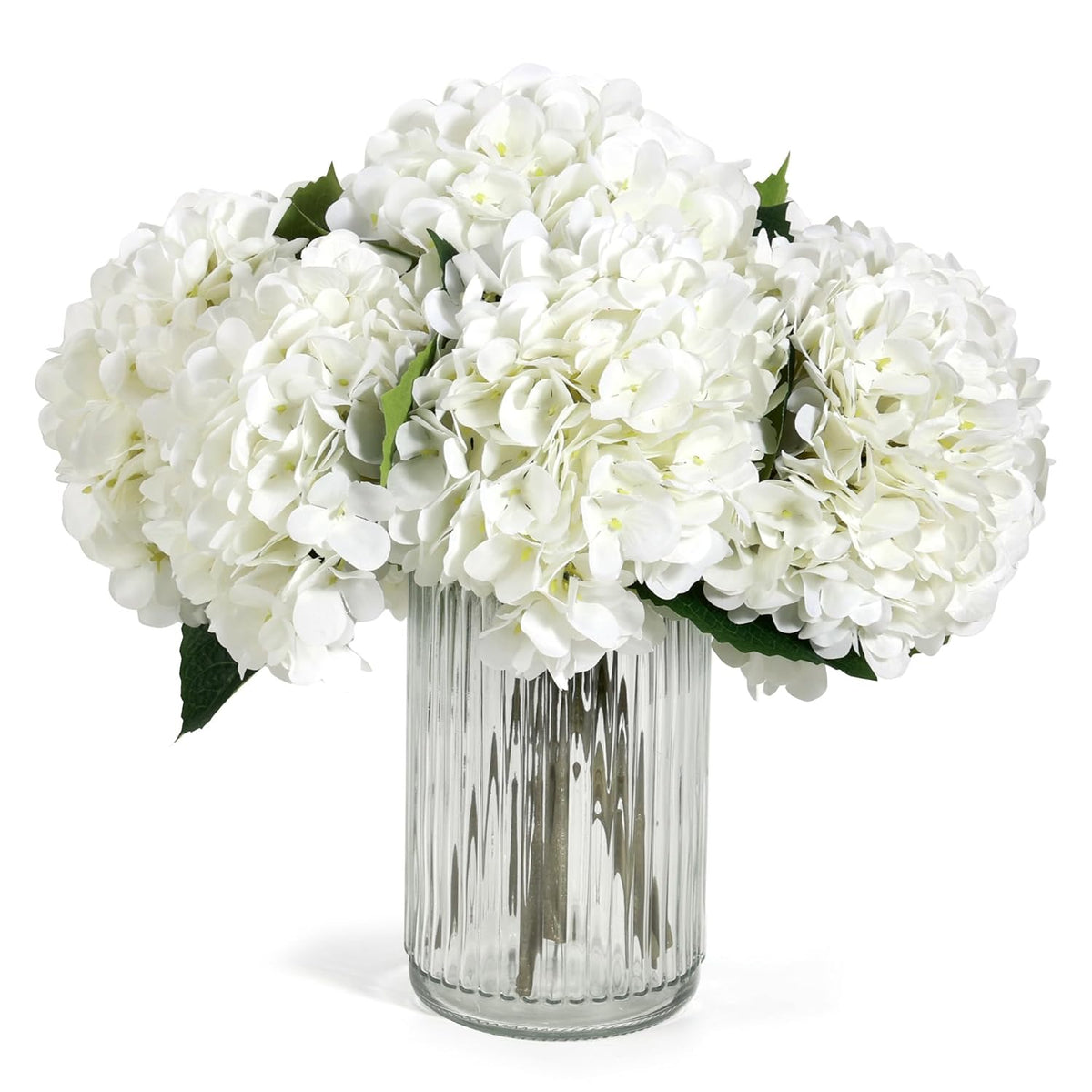 8Pcs White Artificial Hydrangea Flowers Bouquets, Silk Hydrangea Flowers With Stems And Leaves, Fake Flower Bouquets For Home Garden Party Decor, Wedding Centerpieces (13.8 X 7.9 Inches)