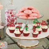24 Pack Elf Cupcake Toppers Green Red Glitter Santa Hat I'M Back Elf Legs Christmas Cupcake Picks For Merry Christmas New Year Holiday Baby Shower Birthday Party Cake Decorations