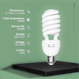 2 Pack 45W Full Spectrum CFL Light Bulbs 5500K Daylight Spiral Photography Softbox Studio Lighting