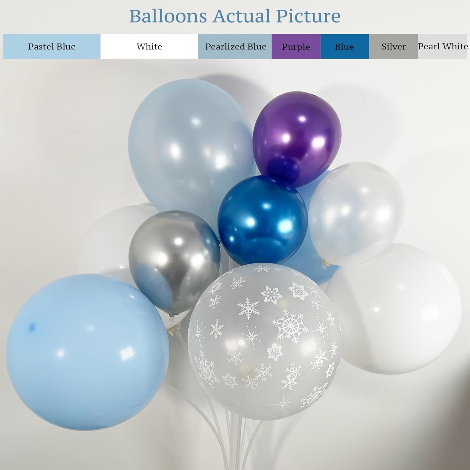 140Pcs Winter Wonderland Balloon Arch Kit - Blue, White,Silver Gold Snowflake Balloons For Snowman Party, Princess,Boy Winter Wonderland Baby Shower Birthday Decorations,Blue Christmas Decor