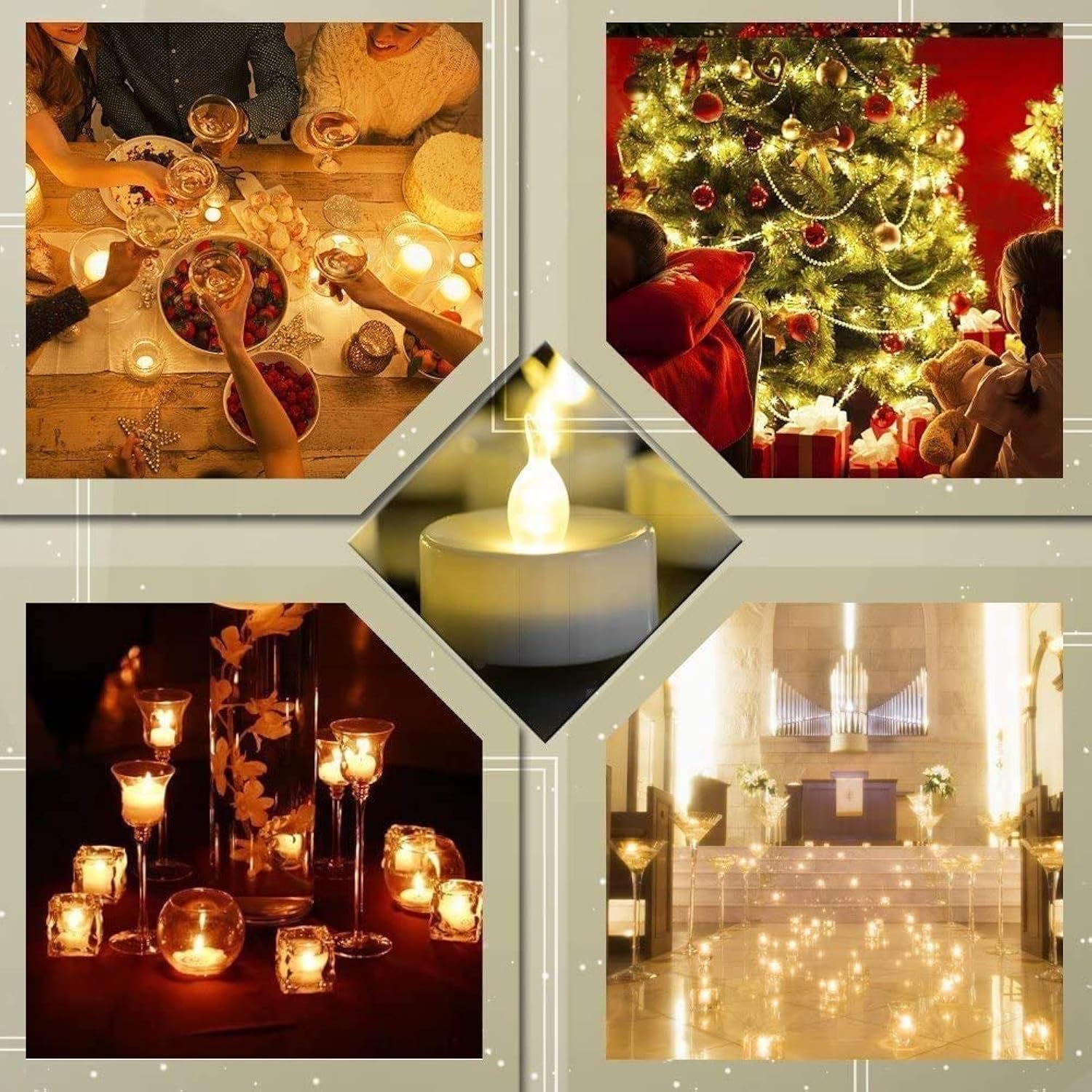 Battery Operated Flameless Tea Lights: 24Pack Led Electric Candles Lamp Realistic And Bright Flickering Holiday Gift Long Lasting For Birthday Wedding Party Home Decoration (Warm White)