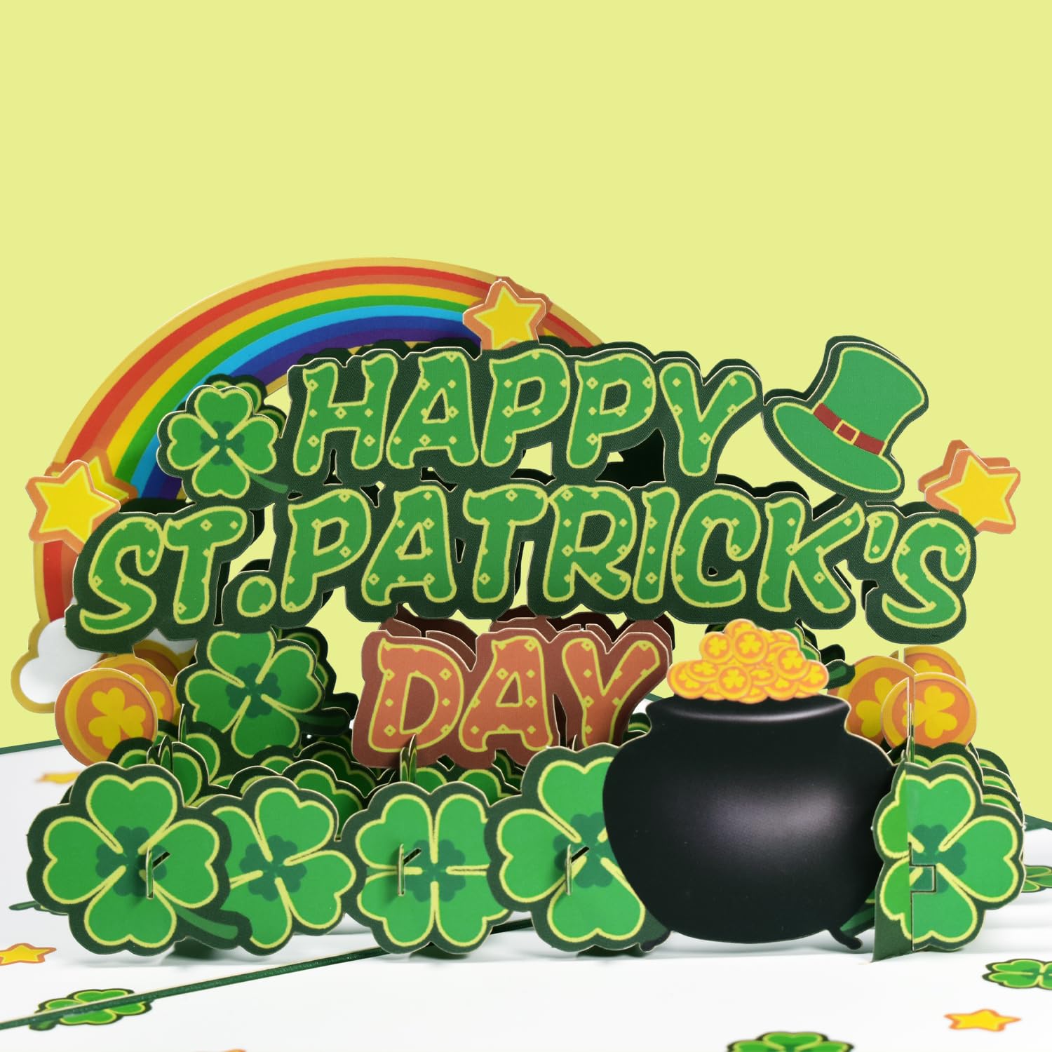 St. Patrick'S Day Pop-Up Card | Rainbow, Shamrocks, Leprechaun Hat, Pot Of Gold | Festive 3D Design | Happy St. Patrick'S Day | Irish Greeting Card