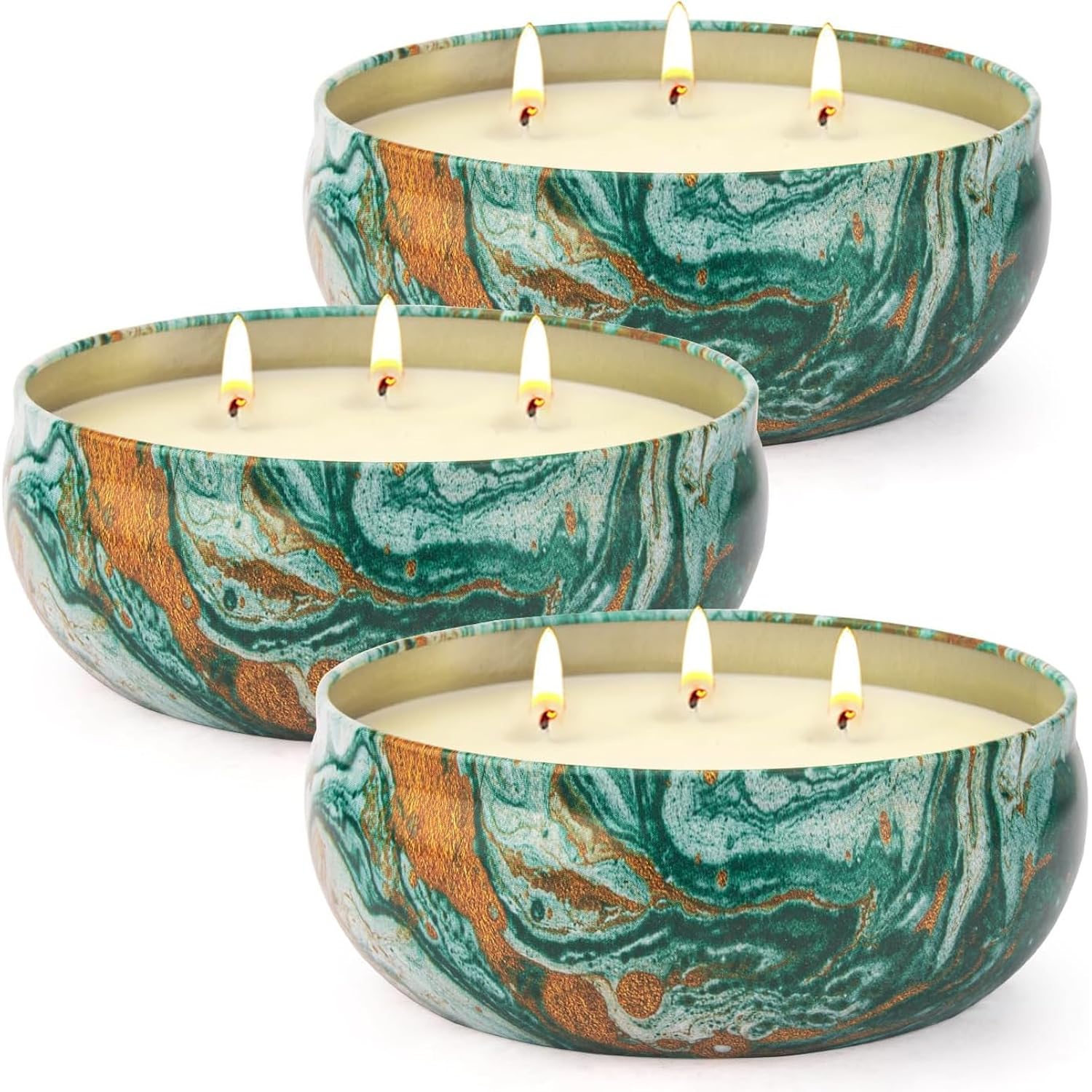 Citronella Candles Outdoor – 3 Pack X 14Oz, Large 3-Wick Soy Wax Tin Candles For Home Patio Up To 270 Hours Burning, Lemograss Candle Bulk For Outside Garden Yard Balcony, Summer Camping Huge Candle