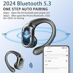 Wireless Earbuds, 2024 Bluetooth 5.3, 50H Playtime, ENC Mic, IP7, Earhooks, LED