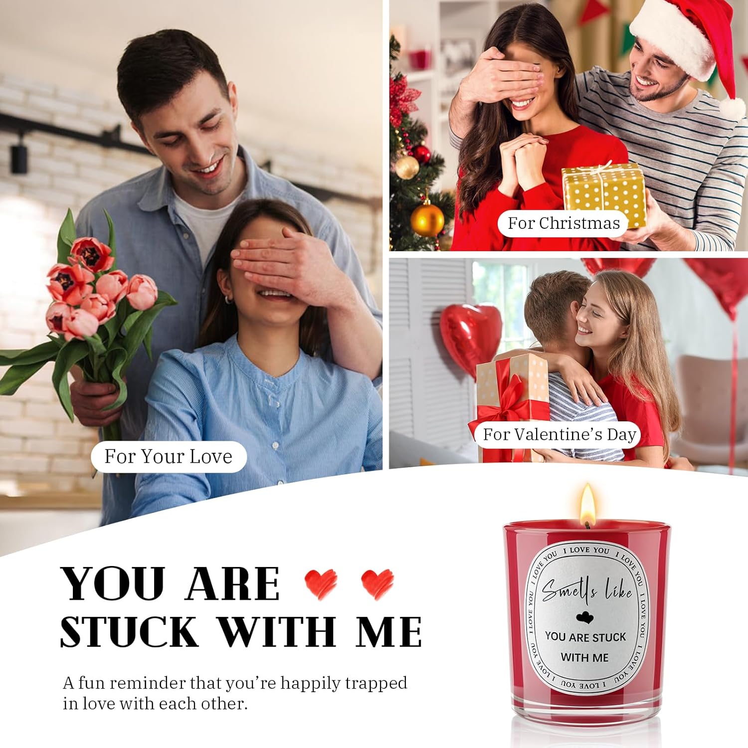 Gifts For Him Her Christmas, Anniversary, Birthday, Valentines Day, Just Because, You'Re Stuck With Me Candle Gifts For Boyfriend Girlfriend, I Love You Gift For Women Men, Funny Lavender Candle, 6 Oz