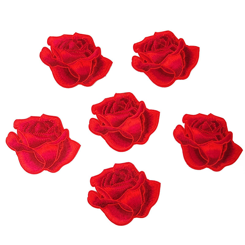 6Pcs Fabric Rose Flower Embroidered Patches Iron On Patches Repair Patches App