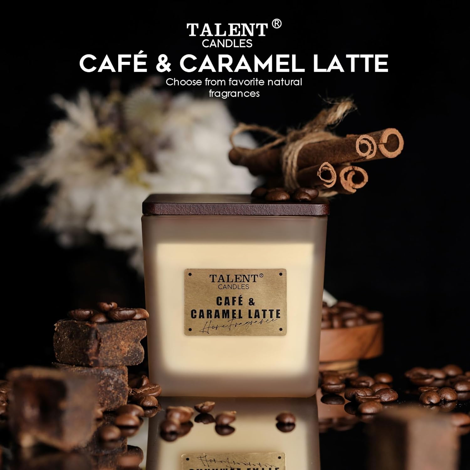 Deluxe Noble Scented Candles, Soy Candles For Home Scented, 7.05Oz, Aromatherapy Candles With Lid, Cafe & Caramel Latte