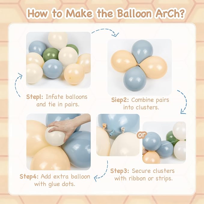 156 Piece Blue and Yellow Balloon Arch Kit with Green and White Balloons for Party Decor