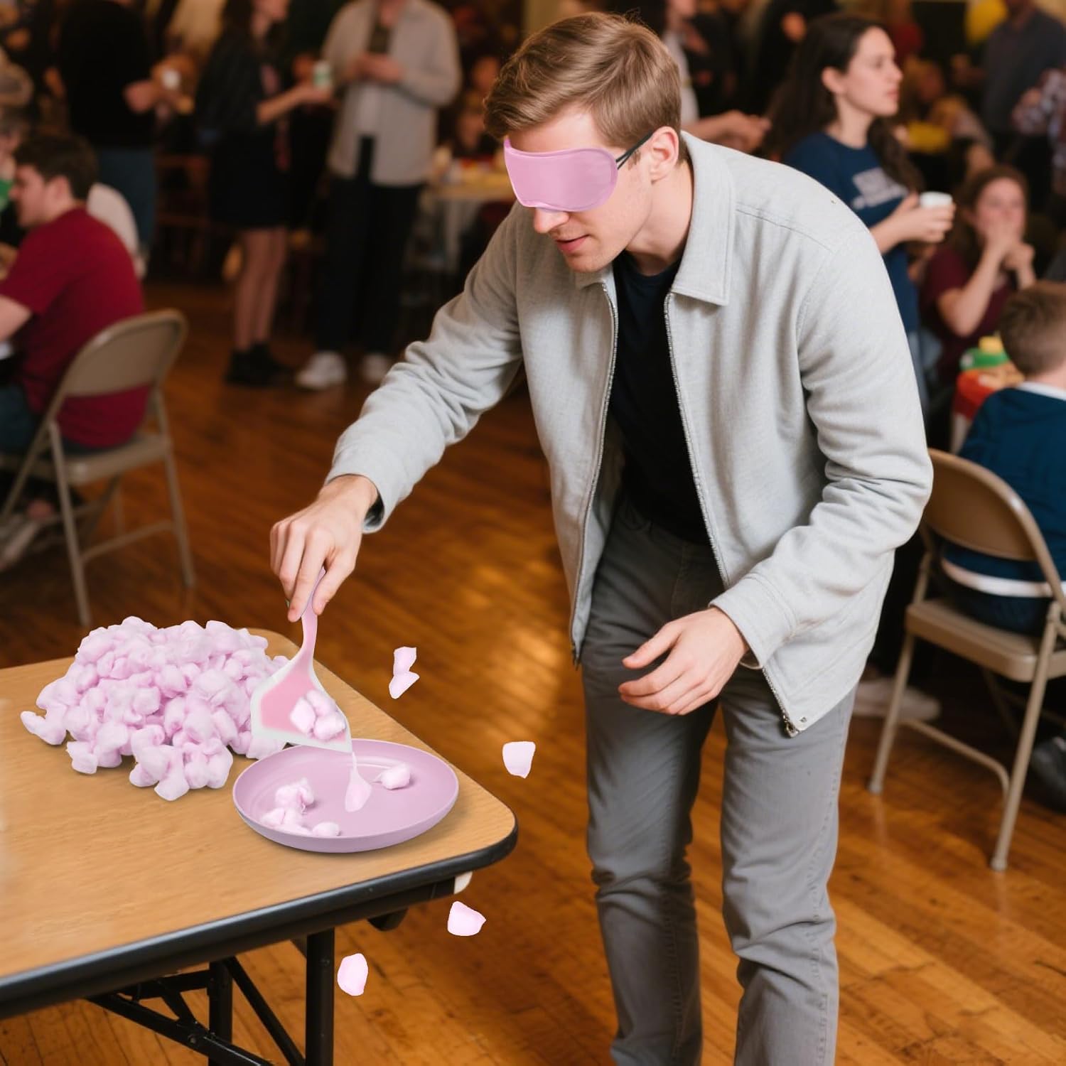 3 Sets Baby Shower Games Funny Activities - Funniest Baby Shower Game Ever, Ice Breakers For Boy Or Girl, Cotton Craze Challenge (Pink)