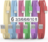 6 Pack Apple MFi Certified Lightning Charger Cable 3FT 6FT 10FT Fast Charging USB Cord for iPhone 14 13 12 11 iPad