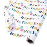 Reversible Birthday Wrapping Paper Roll For Boys Girls Kids - Mini Roll - 17 Inches X 33 Feet - Colorful Happy Birthday Lettering Balloon And Stars Design For Boy Girls Kids