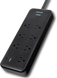 Philips 7 Outlet Surge Protector 1 USB A 1 USB C 6FT Braided Cord