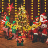 Santa'S Workshop Banner - Gold Glitter Sign For Christmas Holiday Party - Wall Art Home Bar Decorations