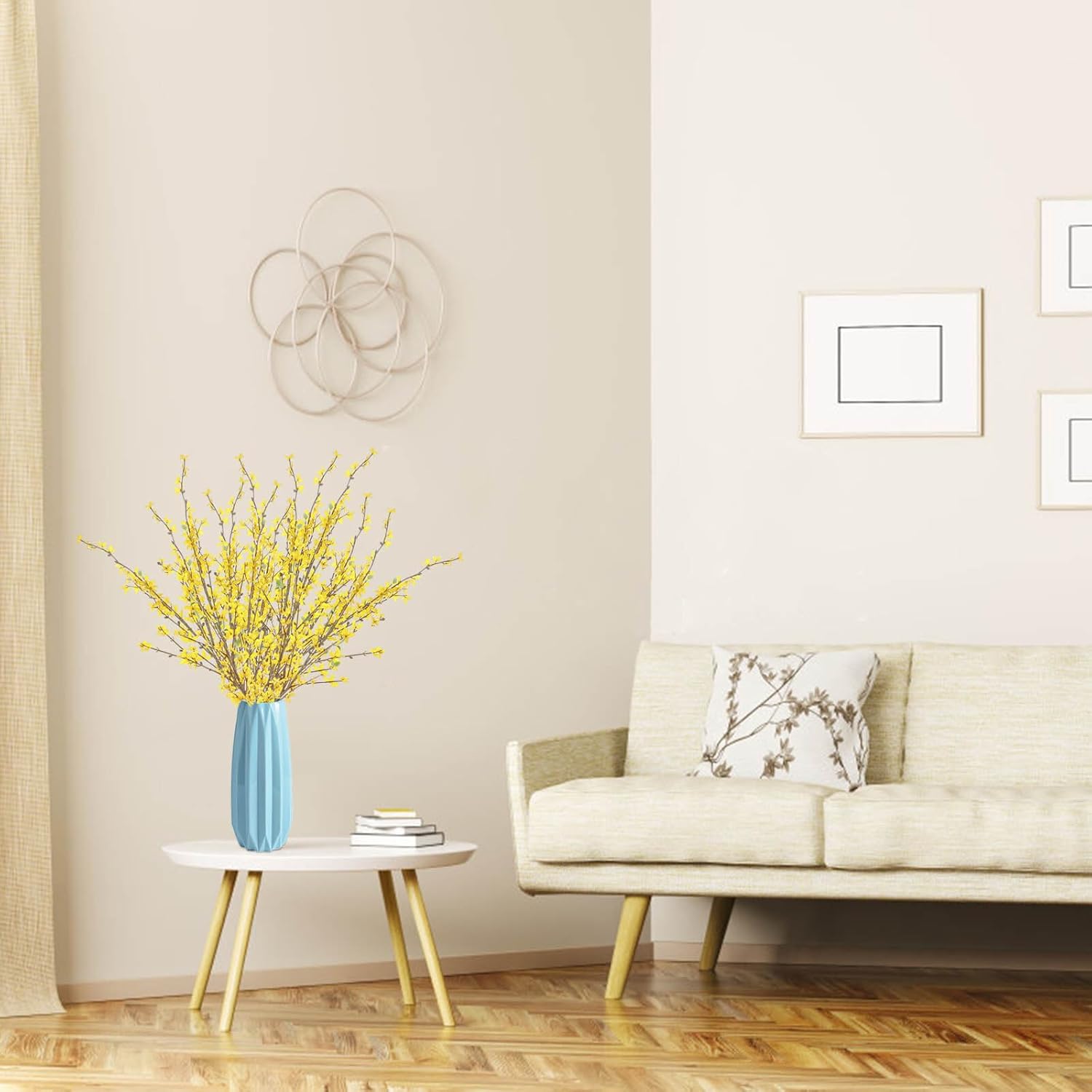 Artificial Forsythia Flowers,5Pcs 39.4 Inch Artificial Forsythia Blossom Jasmine Stems Fake Silk Forsythia Branches For Flower Arrangement Wedding Home Office Decoration