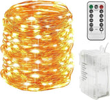 99FT 300 LED Battery Operated Fairy String Lights with Remote Control Warm White Copper Wire Lights Waterproof 8 Lighting Modes for Outdoor Christmas Wedding Party Garden Decor