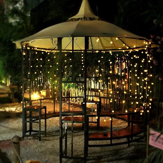 Solar String Lights Outdoor, 36ft 60 LED Globe String Light with 8 Mode, Waterproof Crystall Ball Lights Solar Patio Lights for Garden, Lawn, Patio, Gazebo, Yard, Outdoor Decor - Warm White