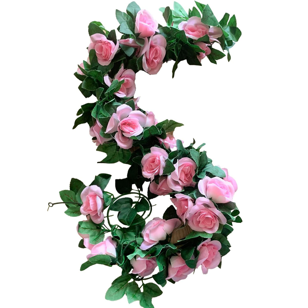 2 Pack Artificial Rose Vine Garland Fake Roses Flowers Plants Vines Hanging Floral Leaves Decoration For Wedding Party Table Garden Arch Wall Home Room Decor(Pink)