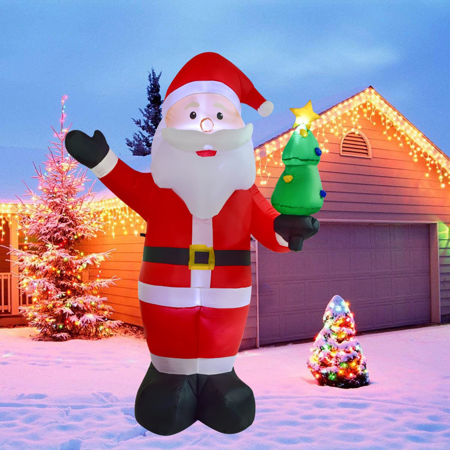 8 Ft Inflatable Christmas Santa Claus With Led Light Xmas Holiday Blow Up Family Party Decoration Yard Lawn Favors Indoo