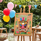 Hawaiian Luau Party Game Hawaiian Theme Party Game Pin The Sun On The Tiki With 24 Stickers 2 Blindfolds For Adults Kids Party Games, Tropical Summer Beach Aloha Party Games Hawaii Party Supplies