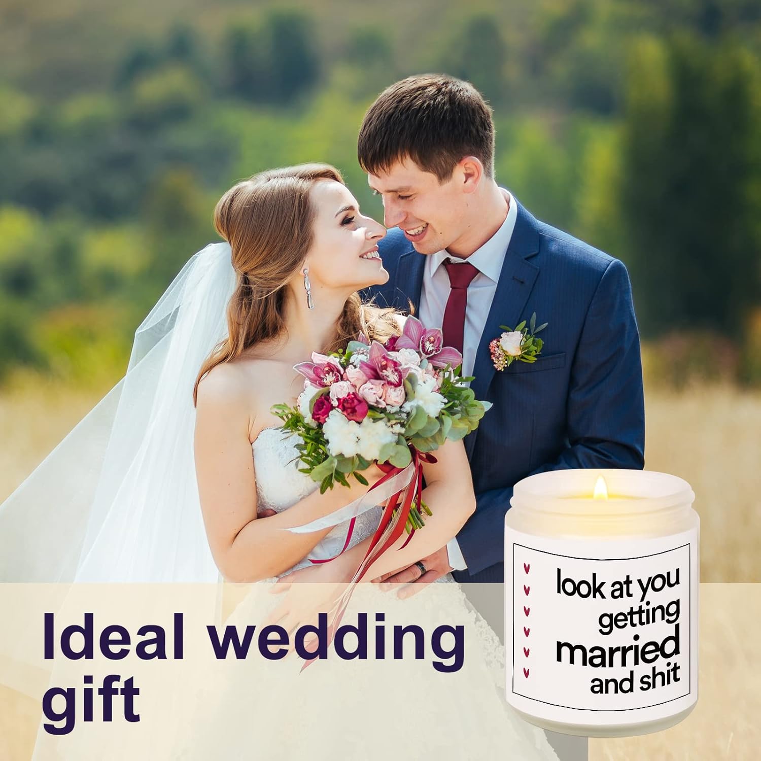 Funny Wedding Gifts, Bachelorette & Bridal Shower Gift For Bride, 7Oz Lavender Scented Soy Wax Candle, Bride To Be, Engagement Gifts For Couples