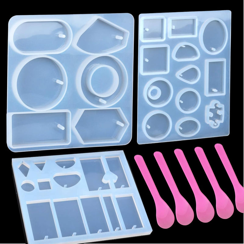 3 Pack Jewelry Casting Molds, Pendant Epoxy Resin Molds, Silicone Mold