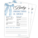Predictions And Advice Cards, Blue Baby Shower Games For Boy, 25 Gender Neutral Cards, Blue Bow Gender Reveal Games Party Supply Kit, Baby Shower Decorations(5''X7'')-A20