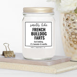 You Nique Designs French Bulldog Candle, 8 Oz, French Bulldog, Frenchie Dad Gifts For Men Women, French Bull Dog Candle, White All Natural Soy Vegan Aromatherapy Candles (Lavender & Vanilla)