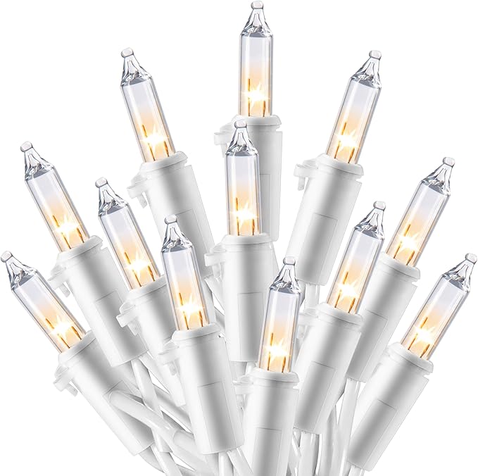 100 Count Warm White Christmas String Lights 21.4FT Mini Fairy Lights White Wire Indoor Outdoor Decor for Bedroom Patio Dorm Wedding Party Holiday Garland