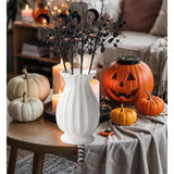 4 Pcs Artificial Halloween Floral Picks Purple Orange Black Berry Stems Halloween Tree Branches For Flower Arrangemant Table Centerpiece Halloween Diy Crafts Festival Home Decoration (Black)