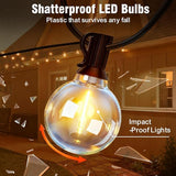 25FT Solar G40 String Lights Waterproof Shatterproof Patio Lights with Remote Timer