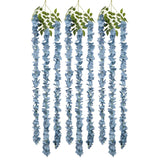 Dusty Blue Wisteria Hanging Flowers Garland 6.4Ft Wisteria Garland Hanging Flowers For Decoration For Wedding Arch, Backdrop, Garden Party Decor, 3 Pcs (Dusty Blue)