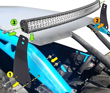 50 Inch 288W Curved LED Light Bar with Roof Mount Brackets and Wiring Kit Compatible with Can Am Maverick X3 2017 to 2025